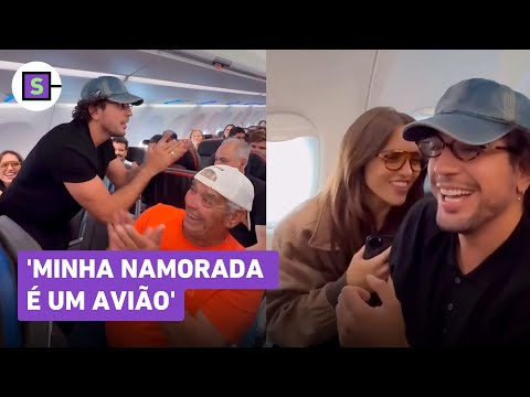 Nattan pede salva de palmas para Rafa Kalimann em voo: 'Minha namorada é um avião'; veja vídeo