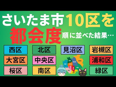 【さいたま市10区の都会度ランキング】浦和区、大宮区、中央区、桜区、南区、緑区、西区、北区、見沼区、岩槻区を徹底比較！！