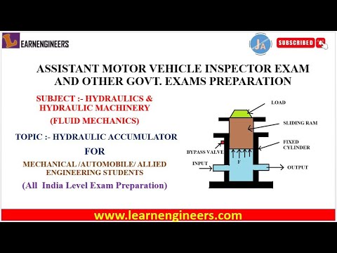 HYDRAULIC ACCUMULATOR FROM HYDRAULICS FOR ASSISTANT MOTOR VEHICLE INSPECTOR AND OTHER GOVT EXAMS.