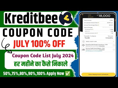 Kreditbee Coupon Code July 2024 | kreditbee coupon code for processing fee | Coupon code list