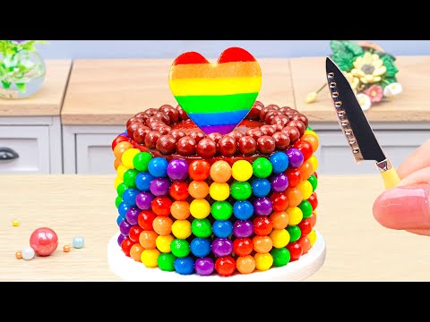 ✨How to Miniature Buttercream Cake Decorating ideas with Chocolate✨Mini Rainbow KitKat Cake Recipe