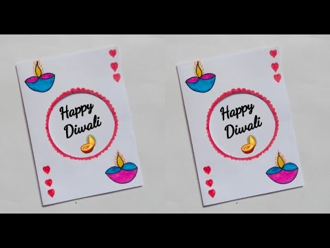 handmade greeting card for diwali/how to make diwali card idea at home/white paper card/diwali card