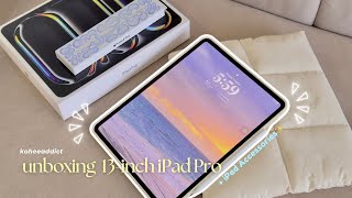 📦 new M4 13” iPad Pro (2024) aesthetic unboxing + Apple Pencil Pro + accessories ! ✨🤍