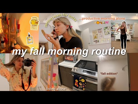 my FALL MORNING ROUTINE (9AM, living alone, self care & skincare)