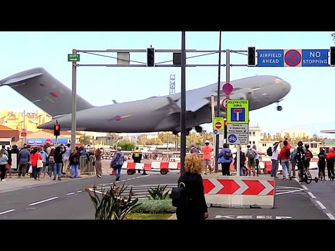 😯 Royal Air Force C-17 TAKEOFF at Gibraltar Airport