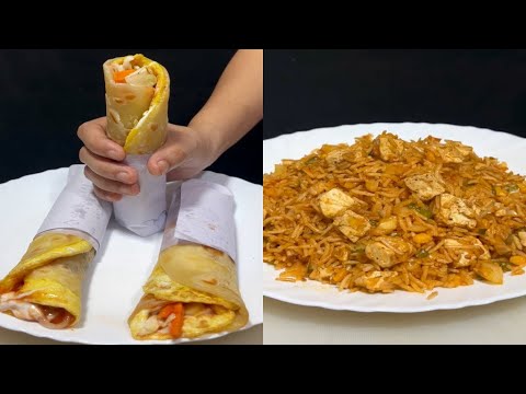 Egg Roll And Paneer Fried Rice🍚 #asmrsounds #paneer #rice #rolls #streetfood #viral #recipe