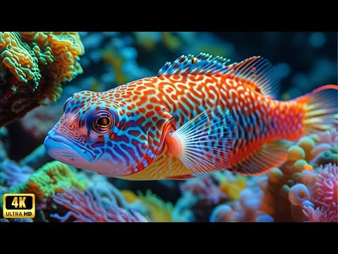 Aquarium 4k VIDEO (ULTRA HD) - Charming Fish of the Coral Reef Ecosystem - Marine Life, Sea Animals