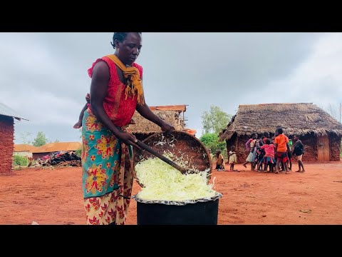 African Village Life #cooking Vegetable Tumeric Stew Served With Corn Starch For OurVillage Kids