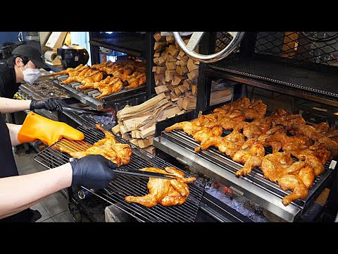 Crispy on the outside and moist on the inside!  firewood-grilled chicken -BEST 4 /Korean street food