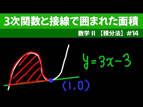 3次関数と接線で囲まれた面積【数II 積分法】#１４