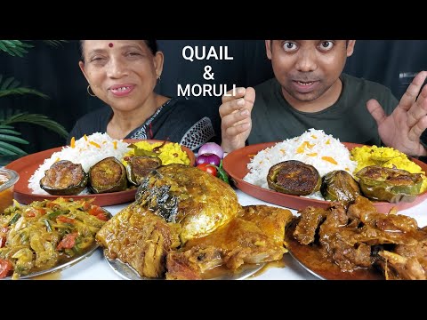 ASMR QUAIL MEAT , FRIED RICE AND YUMMY FISH FOOD EATING SHOW