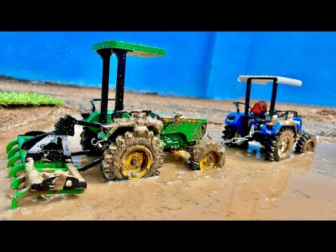 Mud Prepare for Rice 🌾 Farming | John Deere 5405 | New Holland 3630 | 4WD Die Cast Model |