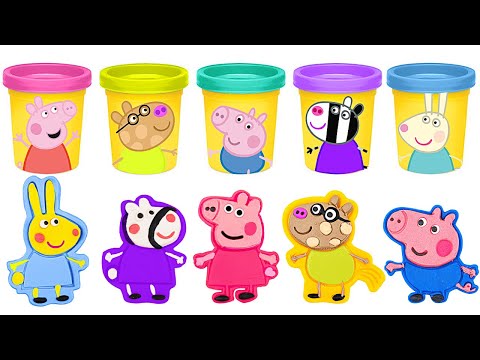 Create Play Doh Peppa Pig Friends & Family Using Cookie Cutters | Preschool Toddler Learning Video