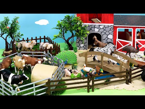 Barnyard Animals Crossing Bridge on the Farm - Farm Animal Figurines!