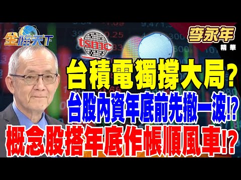 【精華】台積電獨撐大局？ 台股內資年底前先撤一波！？ 台積電獨挑大樑？ 概念股搭上年底作帳順風車！？ #李永年@tvbsmoney  20241217