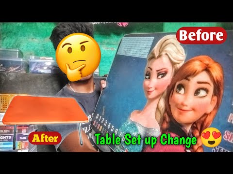 My Unboxing Table Transformation 😍🫣 table ka colour Badal Diya #mysetup #table #setupchanges