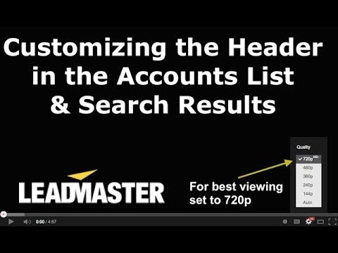 Customizing the Header in the Accounts List & Search Results