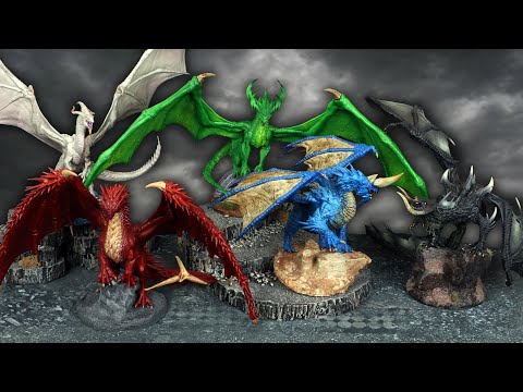 I painted ALL FIVE ancient chromatic dragons!! #3Dprinting #dungonsanddragons #armypainter