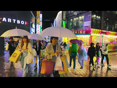 MYEONG-DONG Rainy Day Shopping Street, Seoul Night Walk , Seoul Travel Walker.