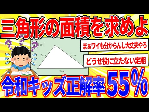 「三角形の面積を求めよ」→Z世代の正答率がヤバすぎるｗｗｗ【2ch面白いスレゆっくり解説】