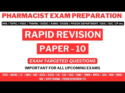 PHARMACIST EXAM PREPARATION / RRB / HSSC / AIIMS / ESIC / TNMRB / DMER / GOVERNMENT PHARMACIST EXAM