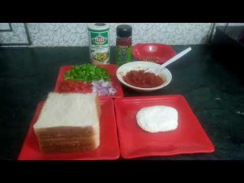 Bread pizza on tawa recipe@in hindi