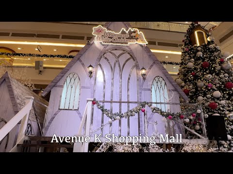 Discover Christmas Decorations in Avenue K Shopping Mall -4K Video-