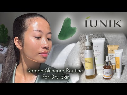 Nighttime Skincare Routine For Dry Skin (ft. korean skincare iUNIK & gua sha)