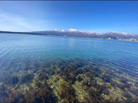 佐渡加茂湖。佐渡、今日も晴れ☀️加茂湖、一面に広がるブルーの世界、絶景ですね✨