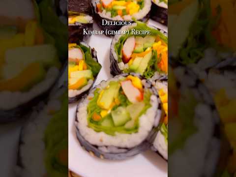 #kimbap (gimbap) 🍣🥑 #shorts  #koreanseaweedricerolls 🍙 #crabstickveggiefillings 🦀🥒