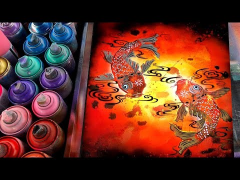 BIG PAINTING | KOI fish by Spray Art Eden