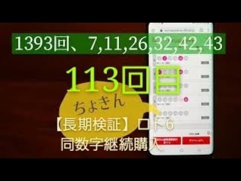 【長期検証】ロト6同数字継続購入113回目！1393かい