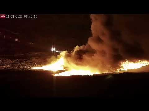 Nov 21, 2024: Lava Crosses the Road to Grindavik in Iceland