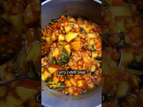 Curry Lentil Soup #youtubeshorts #veganrecipes #souprecipe #soup #lentilrecipe #vegan #plantbased