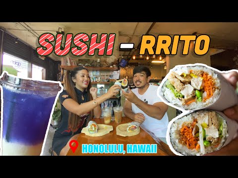 HAWAII FOOD TOUR - HAWAII SUSHI BURRITO- Up Roll Cafe (Honolulu, Hawaii) #hawaii #sushi