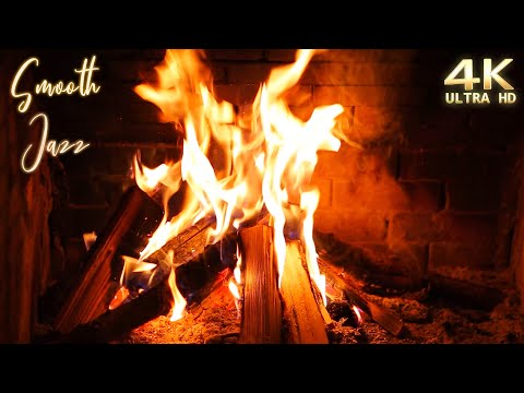 Relaxing Smooth Jazz Music Fireplace 🔥 Jazz Christmas Ambience & 4K Crackling Fireplace Sounds