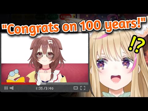 Korone Congratulates Polka on Her 100 Year Anniversary in a Surprise Message [Hololive]