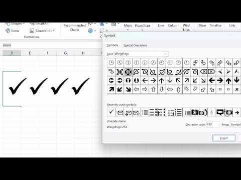 How to type checkmark symbol in Excel