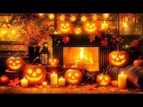 🎃 Halloween Fireplace with Instrumental Halloween Music Ambience 🔥Scary Halloween Background Music