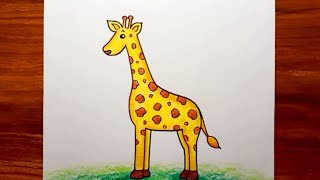 Giraffe Drawing || How to Draw Giraffe Step by Step for Beginners || Giraffe Drawing Colour..