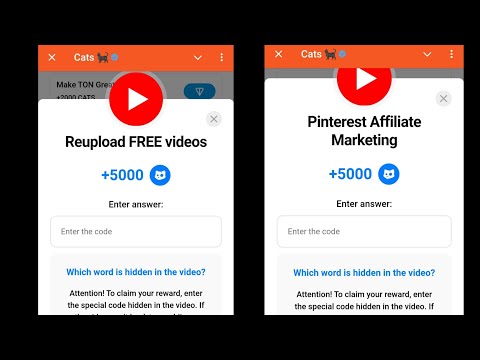 Pinterest Affiliate Marketing Cats|Reupload FREE Videos | 18-19 December Cats All Video Codes Today