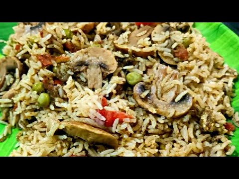 How to make Mashroom biryani in Telugu/mashroom batane Donne Biryani recipe/matar mashroom biryani 😋