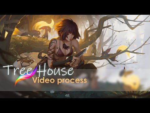 Mineko: tree house - speed painting