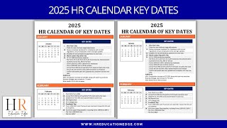 📅 2025 HR Calendar: Track Compliance, Payroll & Key Dates! | HR Template for Professionals