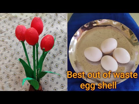 Egg shell reuse craft | How to make flower vase with egg 🥚 shell easily | Best out of eggshell craft