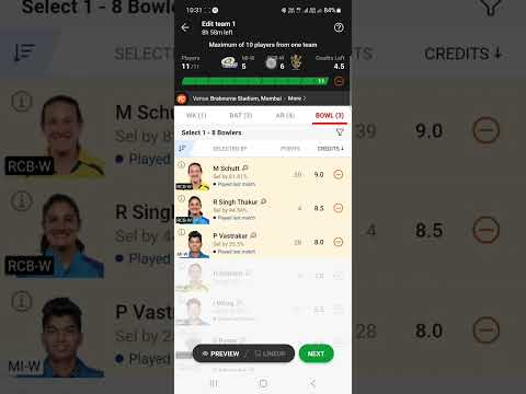 MI-W vs RCB-W Dream11|MI-W vs RCB-W Dream11 Prediction|MI-W vs RCB-W Dream11 Team| #shorts