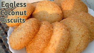 Eggless Coconut Biscuits Recipe | Bakery Biscuits | Coconut Biscuits at Home | Hoor Treats