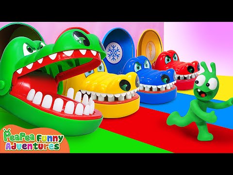 Four Colors Door Challenge | Funny Crocodile - Pea Pea Funny Adventures