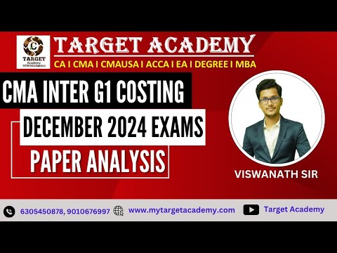 CMA Inter Paper-8 Costing Paper Analysis DEC 2024 Exams  #CMAInter #CMAExams #CMAIndia #ca #exams