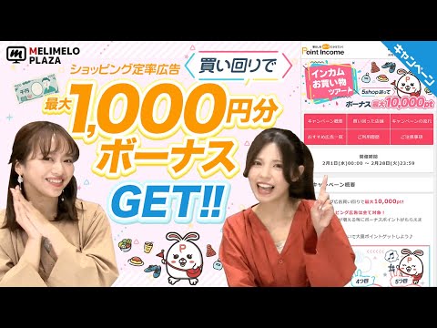 【ポイントインカム】お買い物買い回りで最大1,000円もらえる！　～メリメロプラザ～